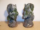 One Vintage Weathered Worn Mossy Concrete Squirrel Garden Statue 2 Available