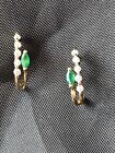 Rego Diamond & Emerald 14K Earrings *Vintage * Beautiful