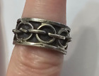 Vintage 925 Sterling Silver Mexico Chain Design Band Ring Sz 7.5