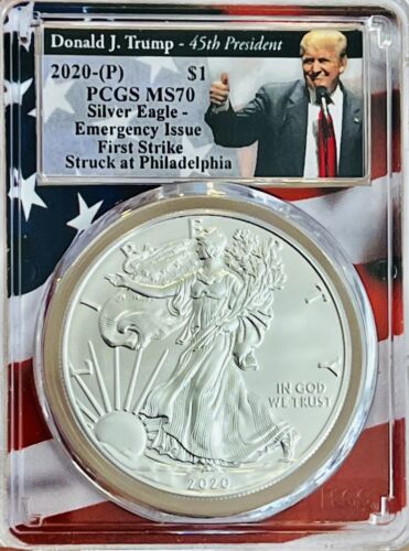 🔥2020 (P) American Silver Eagle PCGS-MS 70 Emergency Issue D.J. TRUMP (RARE)