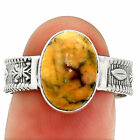 Natural Honey Dendritic Opal 925 Sterling Silver Ring s.9 Jewelry R-1058