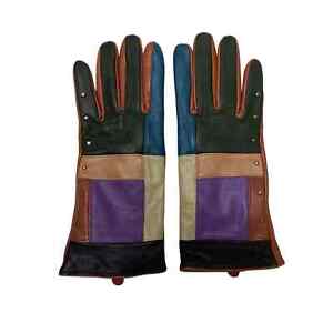 Vintage Etienne Aigner Colorblock Leather Gloves