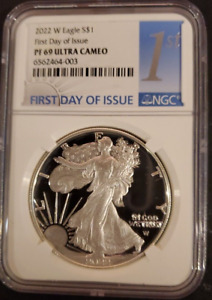 2022 W T-2 NGC PF69 UC FIRST DAY OF ISSUE SILVER EAGLE BIG BLUE 