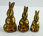 Miniature Brass Rabbit Family Statue  Animal Figure lot of 3