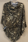 Leopard print shawl wrap poncho cape, brown, black, one size