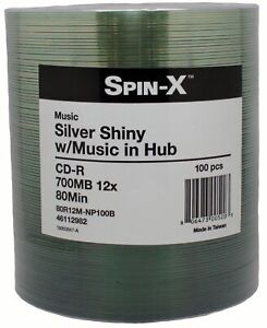 Spin-X MUSIC Digital Audio Silver Shiny Recordable SAMPLE CD-R Blank Disc