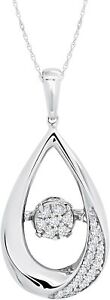 Dancing Diamond 'Drops of Love' Pendant Necklace in 925 Sterling Silver