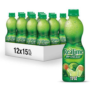 ReaLime 100 percent Lime Juice, 15 fl oz bottles Pack of 12