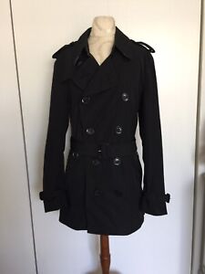 BURBERRY MEN TRENCH Coat Black Outerwear Lightweight Long Sleeve SZ Small