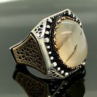 Men Handmade Ring Yemen  Agate Ring,  Large Agate Stone Ring 925k Silver Ring