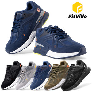 Fitville Extra Wide Sneakers Arch Fit Comfort Men Walking Shoes for Flat Feet