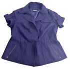 Akris Punto Blazer Women’s 14 Purple Linen Button Short Sleeve Zip Rare Flawed