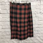 Vintage Wool Blend Plaid Tartan Skirt Wrap Fringe 70s Peabody House Knee Length