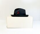 Preserved Vintage Royal Stetson Classic Fedora Black with red feather Size 7