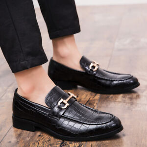 Men's US Size Crocodile Leather Slip on Monk Strap Loafers Dress Shoes