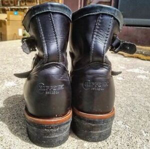 VTG CHIPPEWA BLACK LEATHER ENGINEER BOOTS  UK9E / US10E / EUR44 (Made In USA)