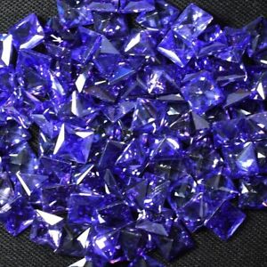 50 Pcs Natural CERTIFIED  Tanzanite Purple Square Cut Loose Gemstone 5x5 mm Lot