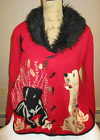 Storybook Knits 2X Cardigan, Red with Sport Dogs