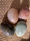 Lot of  4 Vintage Marble Stone Eggs Easter Multicolor, Green, Black, Beige, Rose