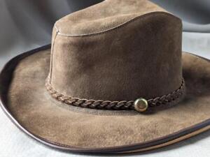 vintage COWBOY HAT brown leather 7-1/4 made in mexico WESTERN