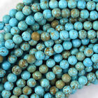 Blue Turquoise Round Beads 15.5