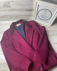Vintage Fashions by Jill Wool Burgundy Trench Coat Velvet Collar Union Made