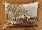 New ListingVintage Needlepoint Petit Point English Equestrian Scene Jumpers Riders Pillow