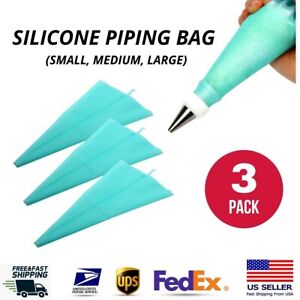 3Sizes Silicone Reusable Icing Piping Bags Cake Cookie Pastry Decorating Bags