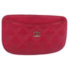 CHANEL Pouch Lamb Skin Pink CC Auth bs8239