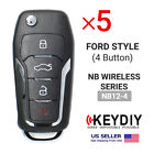5x KEYDIY KD Universal Car Flip Remote Wireless Key Ford Style 4 Buttons NB12-4