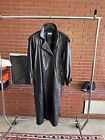 Ann Taylor Black Leather Trench Coat Women 10 Vintage 90s Y2K 00s
