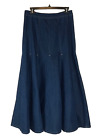 Women Denim Maxi skirt size 10 (29” X 36) Ruffle Hem Dark Wash Zip Close