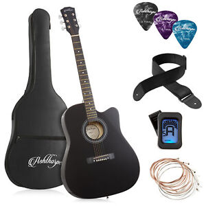 41-inch Beginner Cutaway Acoustic Guitar Package - Starter Kit w/ Tuner, Gig Bag