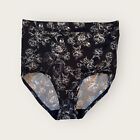 Cacique Comfort Bliss High Waist Brief Panty 18/20 Navy Blue Botanical Floral