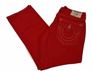 True Religion Straight Jeans Red With White stitching Men's Size 38