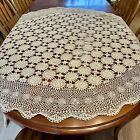 Hand Crocheted Vintage round Tablecloth 60