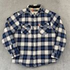 American Outdoorsman Men's L Blue Sherpa Lined Pocket Plaid Midweight Snap