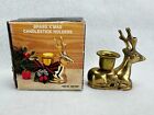 Vintage Brass Deer Christmas Reindeer Figure Candle Candlestick Holder