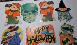 Lot of 7 Vintage 1980s Die Cut Halloween Decorations