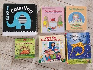 Toddler Lot Of 6 Board Books! 1 2 3 Counting, Open The Preschool Door, Giraffes