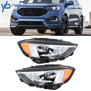 Pair Headlight For 2019-2021 Ford Edge Full LED w/DRL Right& Left Lamps Black