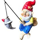 Fishing Gnome Sitter Statue Funny Outdoor Lawn Garden Decoration NEW