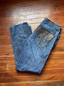 Vintage Y2K Pelle Pelle Jeans Men’s 36x34 Bedazzled Skater Grunge Hip Hop Baggy