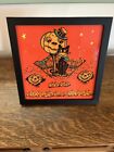 Antique / Vintage  Halloween Crepe Paper DECOUPAGED on Luan Panel, and framed