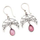 Rose Quartz Gemstone 925 Sterling Silver Handmade Jewelry Earrings 1.77