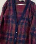 Vintage Mohair Cardigan Sweater Paul Harris Design Plaid Button Up Large 90s