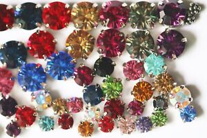 Swarovski CHATON MONTEES Rhodium Mounted Chatons VERY LARGE 8mm 6mm 5mm COLORS