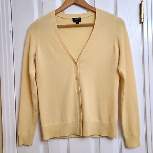 Talbots Pure Cashmere V Neck Long Sleeve Cardigan Sweater Yellow Size XS