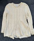 Cabi Sweater Large Ivory Cream Cable Knit Corset Tie Back Style 3157