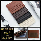 Leather Slim Flat Wallet Card Case Card Holder Front Pocket Wallet Credit ID